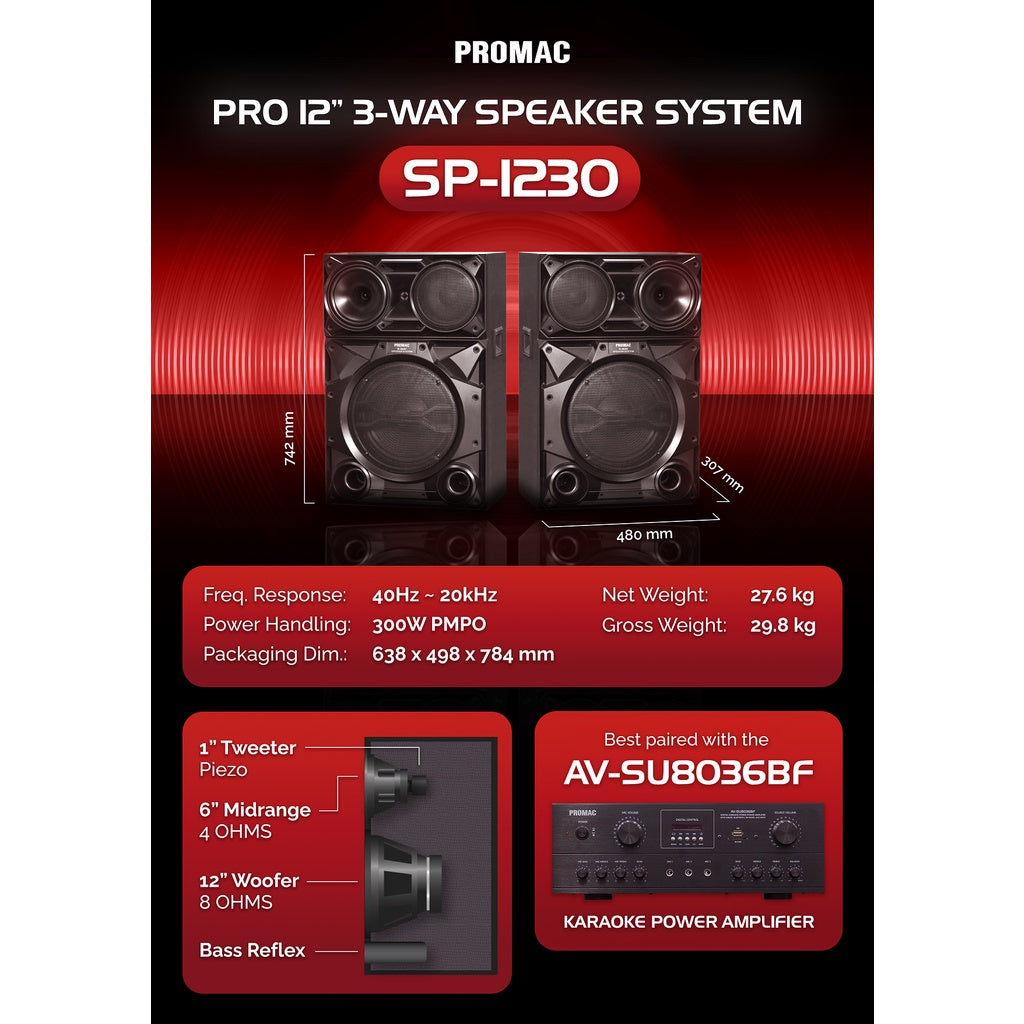 SP-1230 12" 3-Way Passive Speaker System