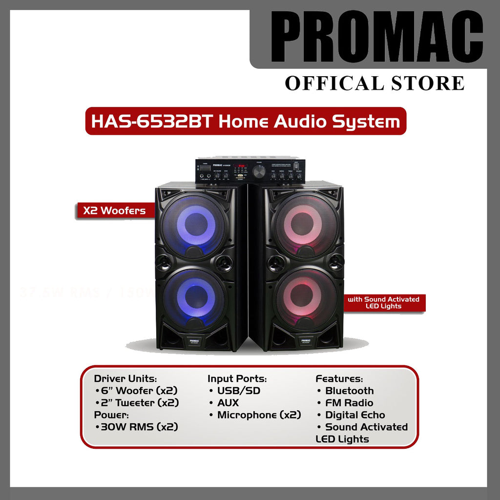 HAS-6532BT <br> Micro Component Amp and x2 6" Speaker Combo