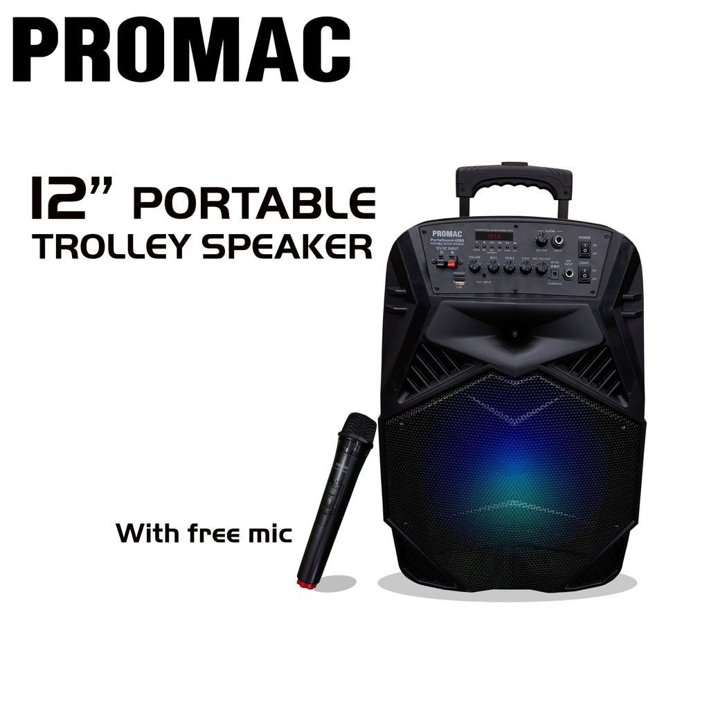 PORTASOUND-1283 12" Portable Active Speaker with Trolley