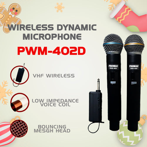 Promac PWM-402D Wireless Dynamic Microphone VHF Wireless