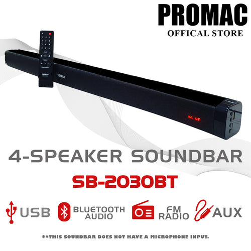 SB-2030BT <br> 4-Speaker Stereo Soundbar <br> <br>