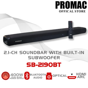 SB-2190BT <br> 2.1 Channel Soundbar with Built-in Subwoofer