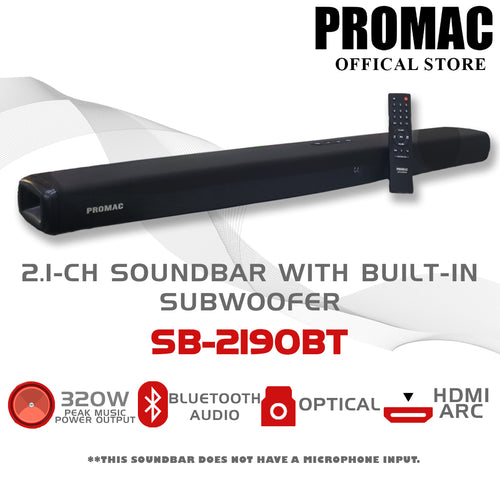 SB-2190BT <br> 2.1 Channel Soundbar with Built-in Subwoofer