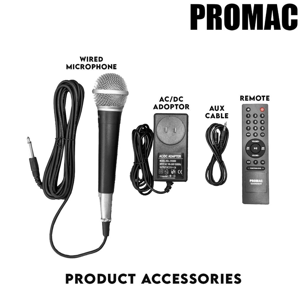 SB-K2142BT Karaoke Soundbar with Built-In Subwoofer and FREE Corded Mic